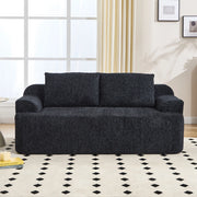 Divano modulare a due posti in tessuto con cuscini extra, comfort alto ed effetto rilassante, nero