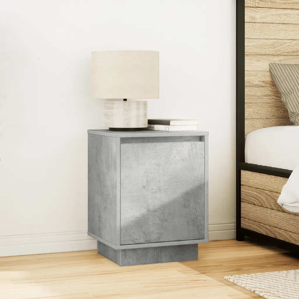 Set di 2 Comodini | Armadio da Notte | Mobiletto da notte con Luci a LED Grigio Cemento 38x34x50 cm