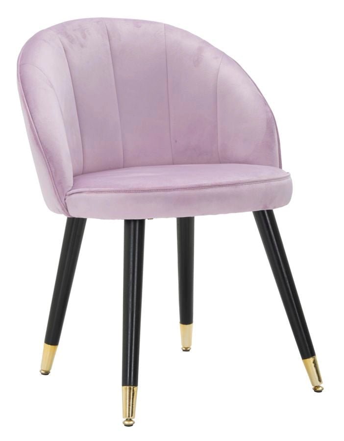 Sedia Loty Rosa 57x58x80 cm in Legno e Velluto Rosa Nero e Oro