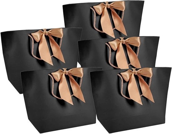 Confezioni di regalo in carta di alta qualità con manico e cinturino dorato - Feste di compleanno, matrimoni, feste per bambini, festival (3#), set da 10