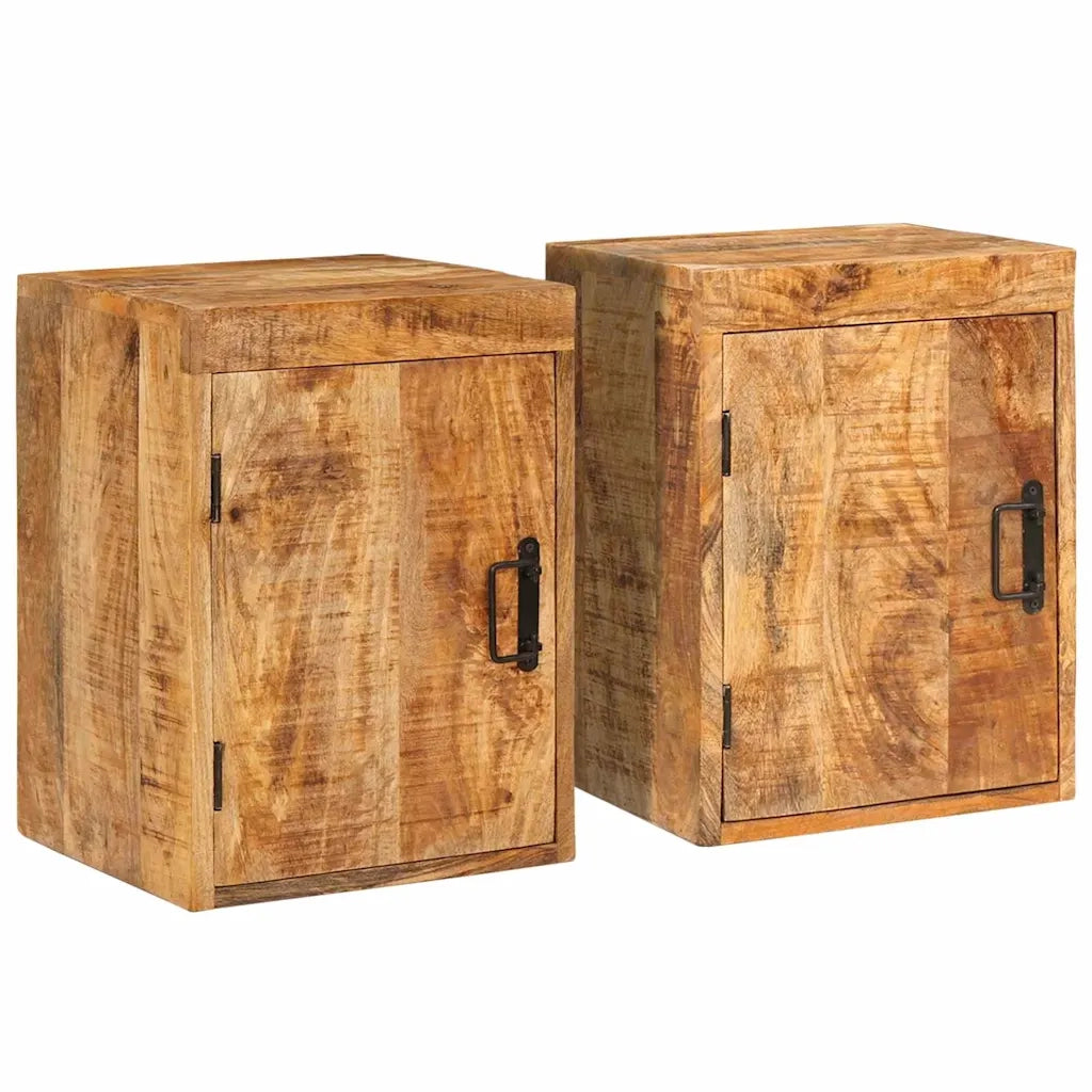 Set di 2 Comodini | Armadio da Notte | Mobiletto da notte Marrone 35 x 33 x 48 cm Legno di mango massello