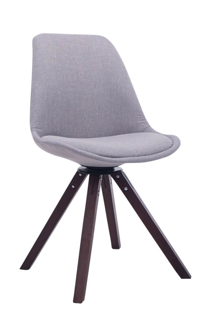 Sedia ospite Troyes Girevole Tessuto Quadrato grigio,noce