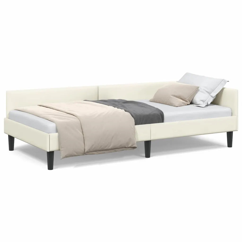 vidaXL Struttura del letto ad angolo con testiera Crema 100 x 200 cm