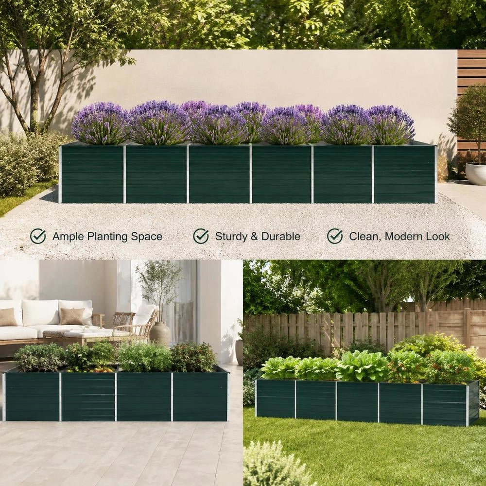Garden Raised Bed Galvanized Steel 480x80x77 Cm Green