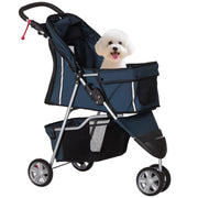 Carrello per Cani Piccoli con Cestino ¨C zephmum ¨C 75x45x97 cm Blu Scuro