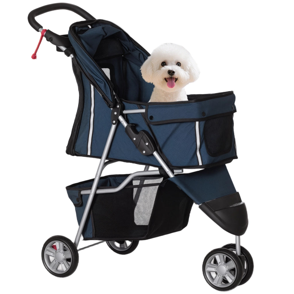 Carrello per Cani Piccoli con Cestino ¨C zephmum ¨C 75x45x97 cm Blu Scuro