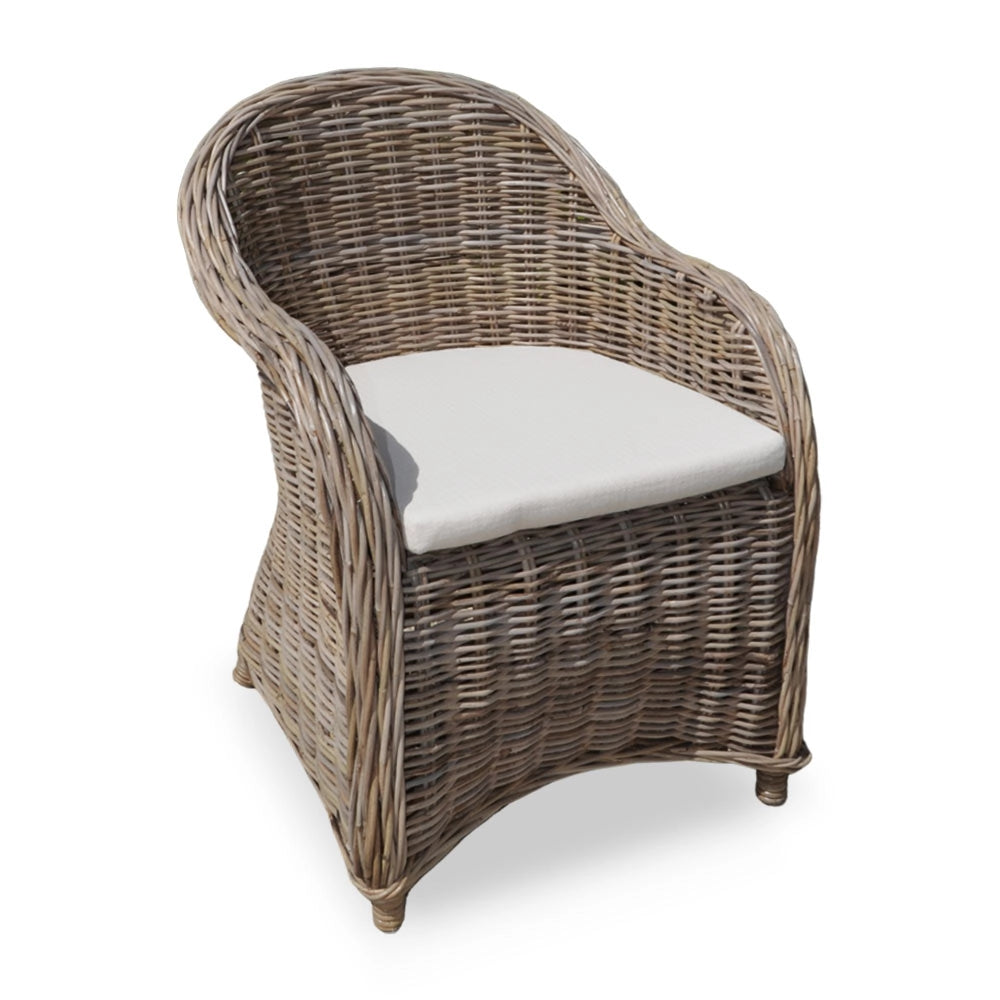 Salotto in rattan grigio intrecciato 1 divanetto 2 poltrone 1 tavolino Roma