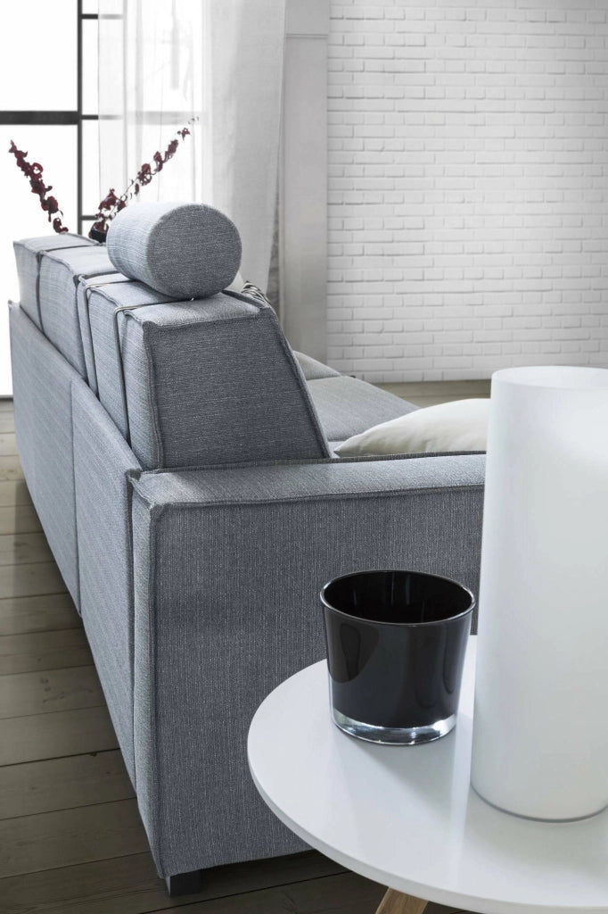 Albenga, Divano Letto con Penisola Sfoderabile Made in Italy, 260x95 cm Grigio