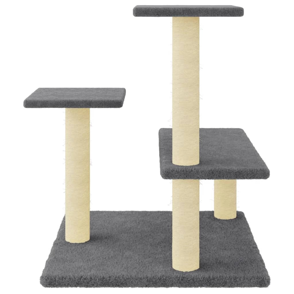 Tiragraffi per gatti Mobili Torre da arrampicata Giocattolo Tiragraffi Piattaforma da arrampicata con tiragraffi in sisal scuro 61 cm Grigio 02_0022700