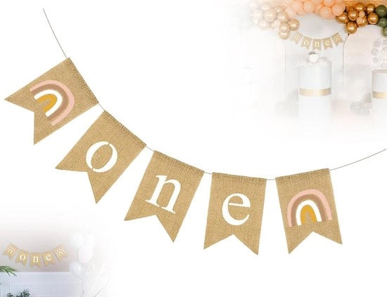Decorazione per Primo Anniversario - Bandiera Arcobaleno/Juta - Lanciatore - Decorazione per Adulti - Alta Qualità - Decorazione per Anniversario
