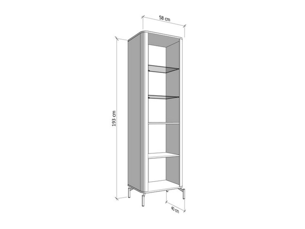 Mobile Espositore Sparso, Vetrina 4 Ripiani, 58x40x193h cm Beige