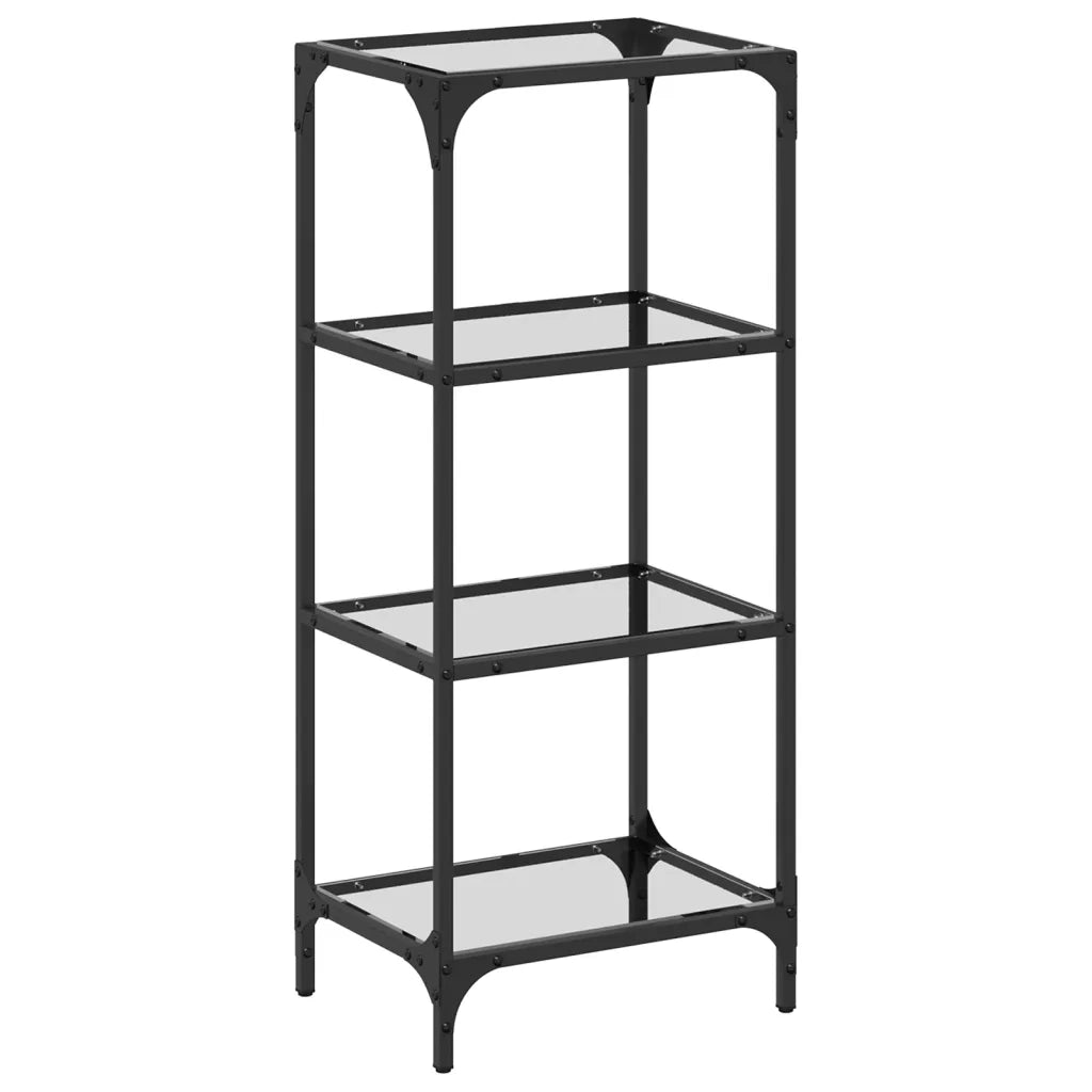 Scaffale con Piano in Vetro Trasparente 40x30x95cm in Acciaio 846038