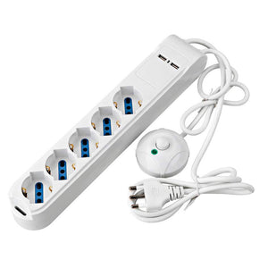 MULTIPRESA 5 POSTI C2USB BIANC