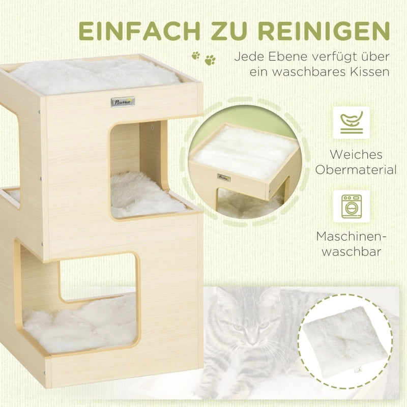 CUCCIA PER GATTI 34x34x60 cm Legno colore Rovere in peluche