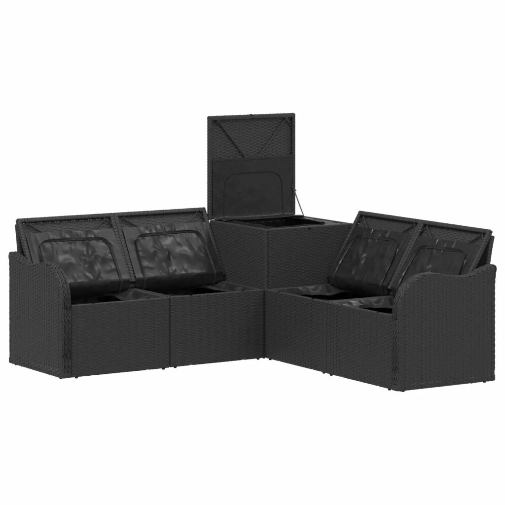 Set di divani 5 pz Nero e Bianco Crema 3447752