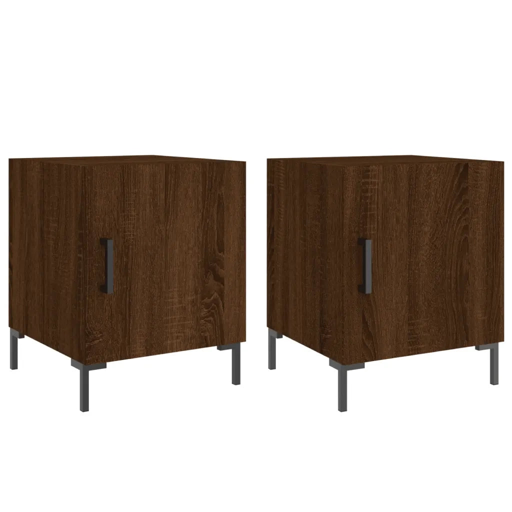 Set di 2 Comodini | Armadio da Notte | Mobiletto da notte Rovere Marrone 40x40x50 cm in Legno Multistrato