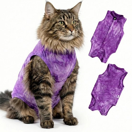 Kit di recupero per gatti - Alternativa alla collare Elizabethan - Adattamento preciso - Idoneo per gatti di peso compreso tra 3,6 e 6,4 kg - Blu scuro