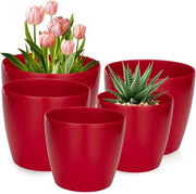 Set di Vasi in Plastica da 5 pezzi 12/13/15/18/21 cm per piante grandi e piccole Vaso per Erbe in Rosa