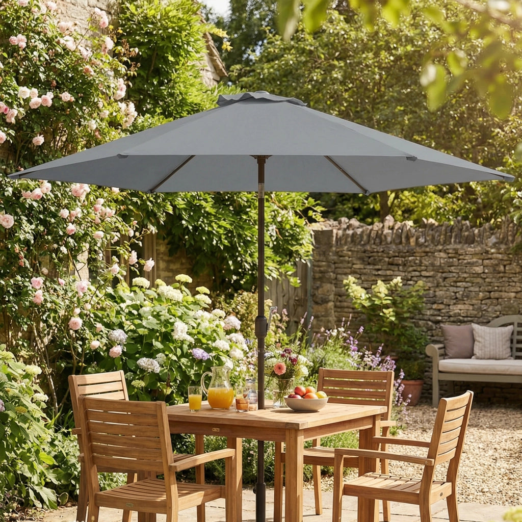 Ombrellone da Giardino Inclinabile 3x3 m ¨C Zephmum ¨C Grigio Metallo Poliestere