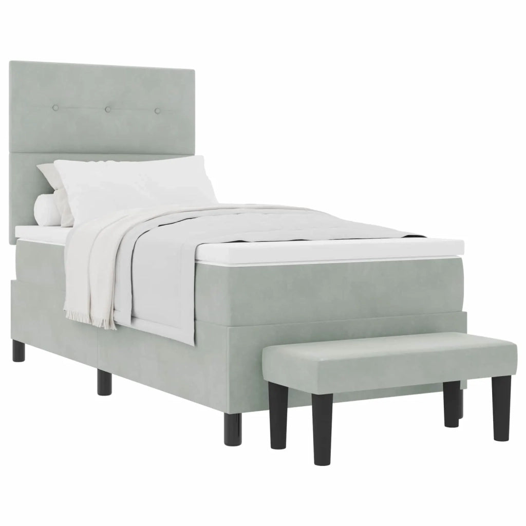Letto a molle con materasso Grigio chiaro 90 x 200 cm Velluto