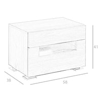 Comodino in noce e acciaio lucido con illuminazione interna