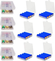 Quattro contenitori di trasporto in plastica per batterie 18650 + sei contenitori di archiviazione per batterie - contenitore di archiviazione per batterie AA e AAA