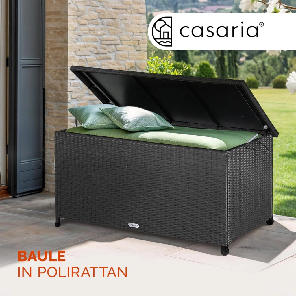 ® Baule da Esterno XXL 117x53x60cm 270L Box con Ruote Impermeabile Resistente Cassettone Contenitore Cuscini Giocatoli Mobili Giardino Bauli