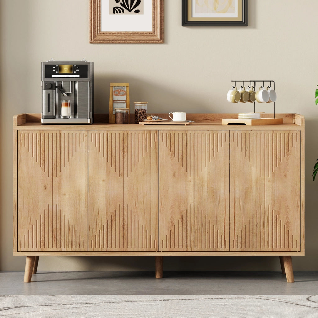 MADIA 140x40x84 cm MDF Naturale con 4 ante e ripiani regolabili