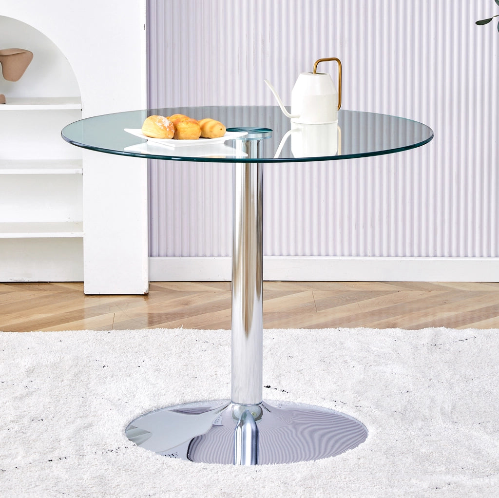 Tavolo bar rotondo in vetro trasparente Ø85 cm