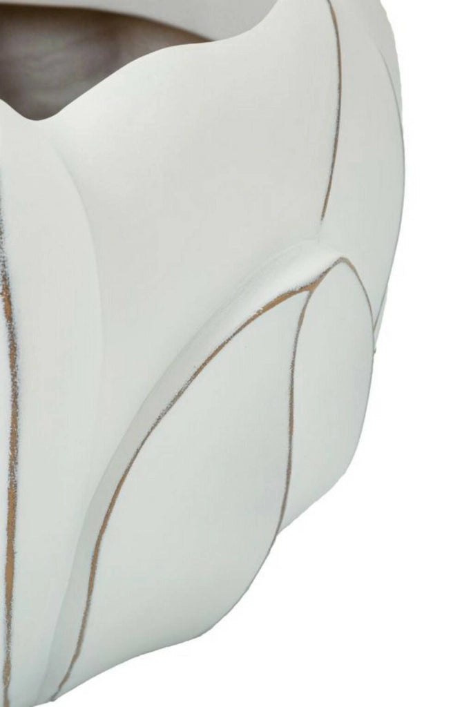 Vaso Bovezzo, Complemento d'arredo, Articolo decorativo, Accessorio d'arredo, 35x35 h24 cm, Bianco