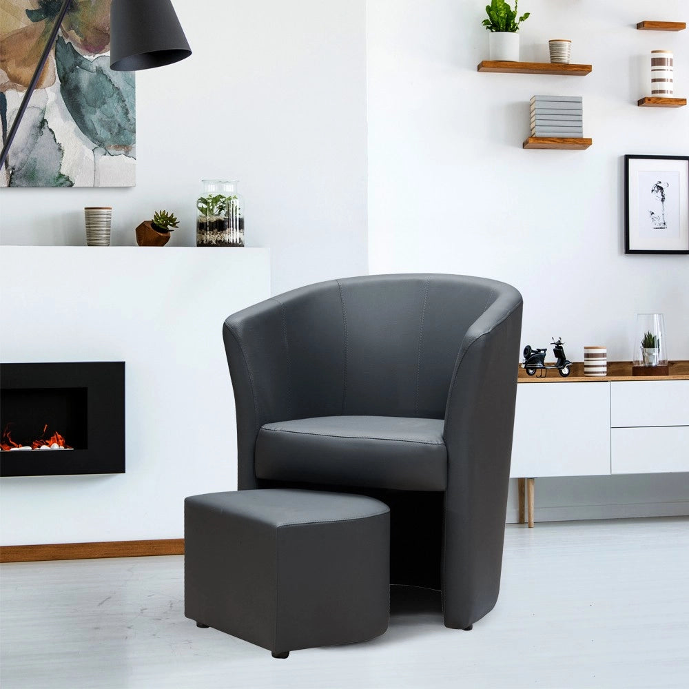 Poltrona Pegasus con pouf estraibile colore grigio scuro