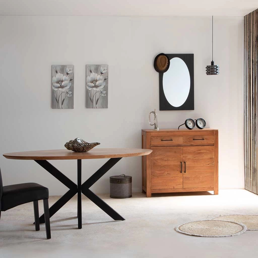 Tavolo da pranzo ovale in legno marrone 160x90x76