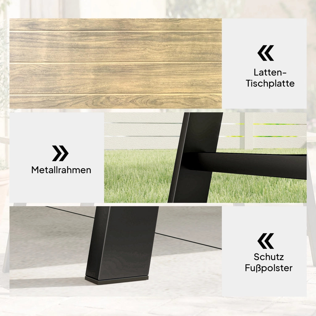Tavolino da esterno rettangolare in metallo con piano effetto legno ¨C Zephmum ¨C 100x55 cm, marrone