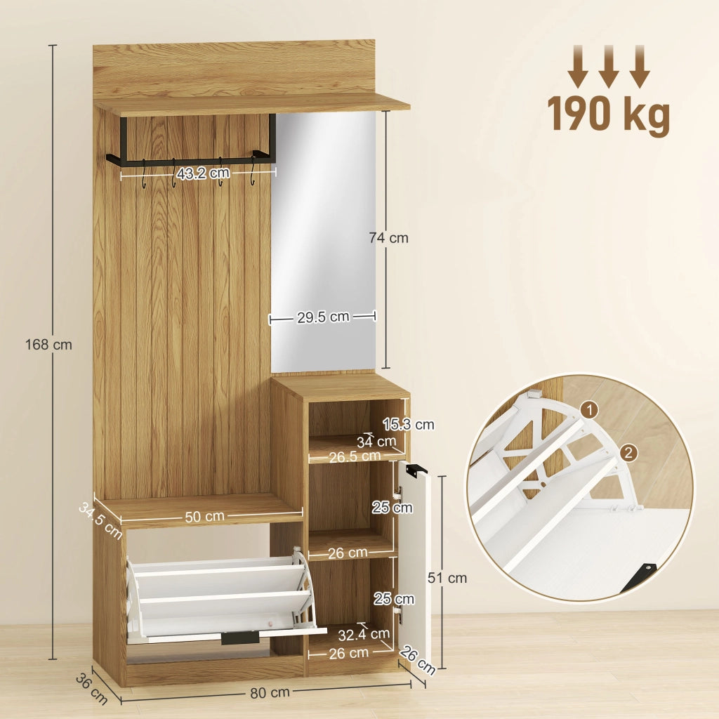 Appendiabiti con Panca, Scarpiera e Armadietto ¨C zephmum ¨C Rovere Bianco