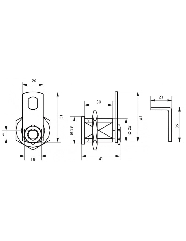 Cilindro con camme per cassette postali in ottone cromato – spessore max 23 mm, con 3 chiavi - THIRARD