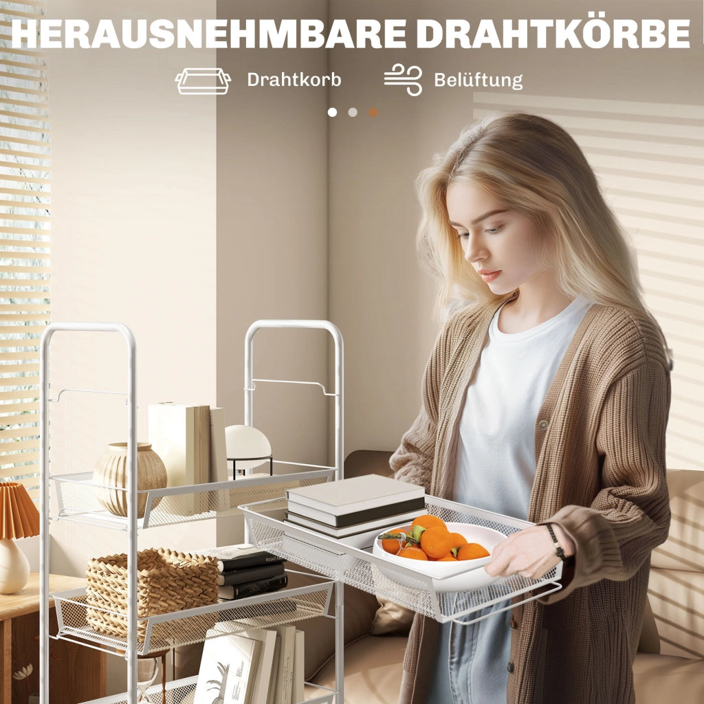 Carrello da cucina ¨C Zephmum ¨C Bianco, Acciaio/Kunststoff, 45x26,5x106 cm