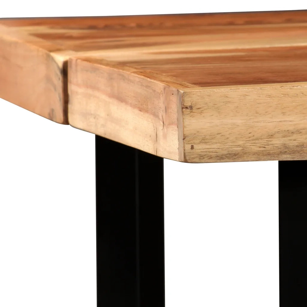 Set da Bar 5 pz in Legno Massello di Sheesham e Vera Pelle cod mxl 47690