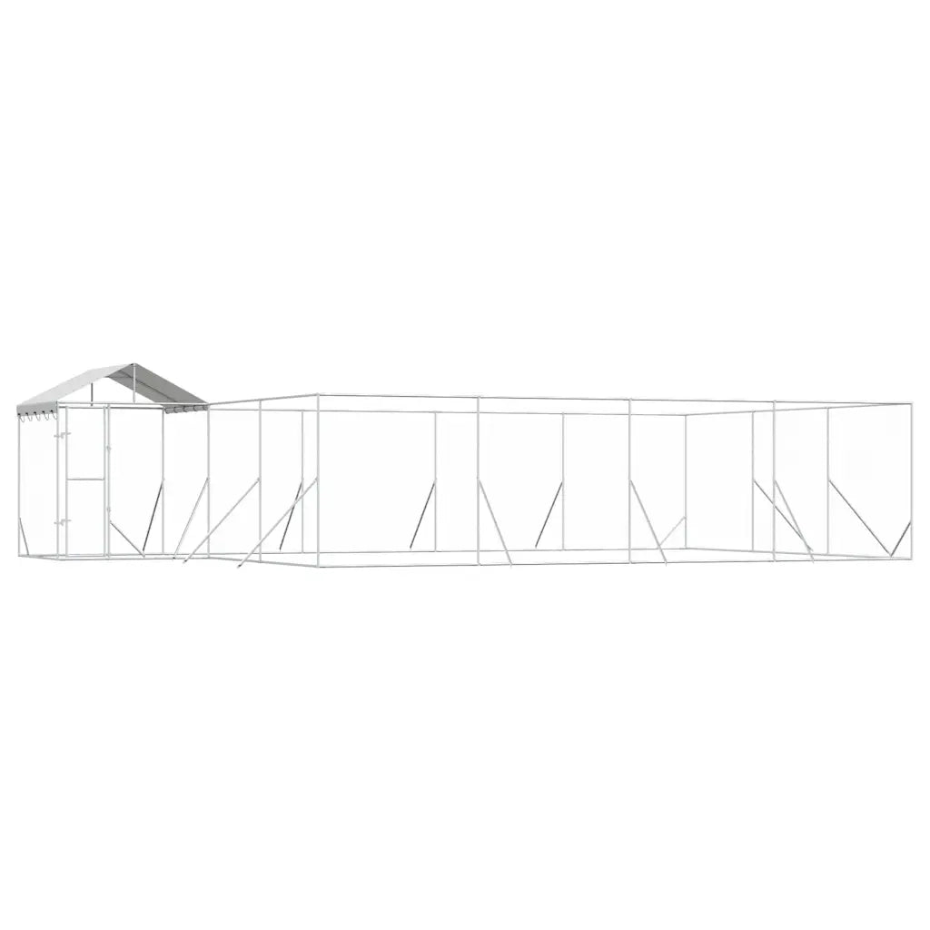 Cuccia Cani da Esterno Tetto Argento 10x6x2,5 m Acciaio Zincato