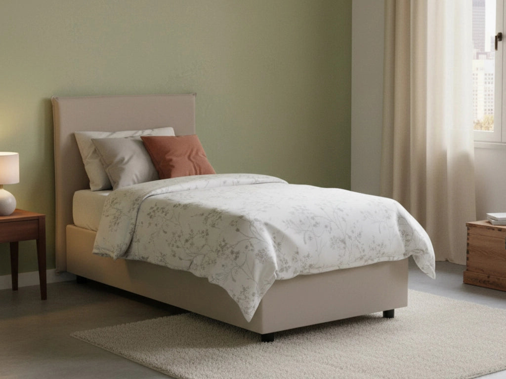 Ummhakim, Letto Singolo Contenitore Made in Italy, Grigio Tortora