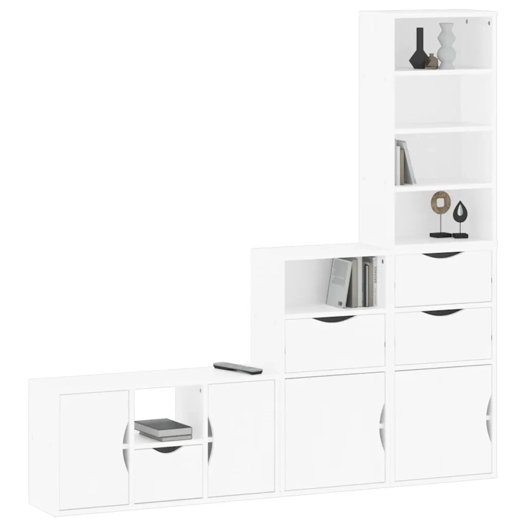 Mobile TV 4 pz con Contenitore ODDA Bianco in Legno di Pino 3365381