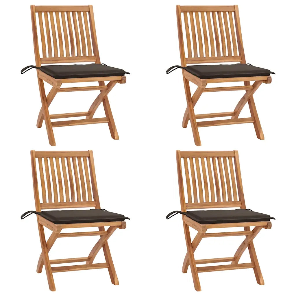 Sedie da Giardino Pieghevoli con Cuscini 4 pz Massello di Teak cod mxl 75220