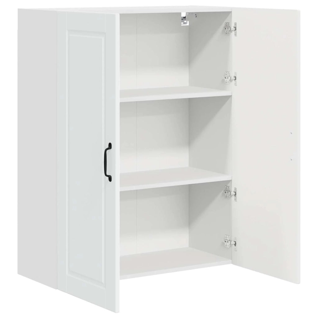 Mobile da cucina moderno da parete 80 x 31 x 100 cm pratico contenitore stile elegante legno ingegnerizzato bianco 02_0054485