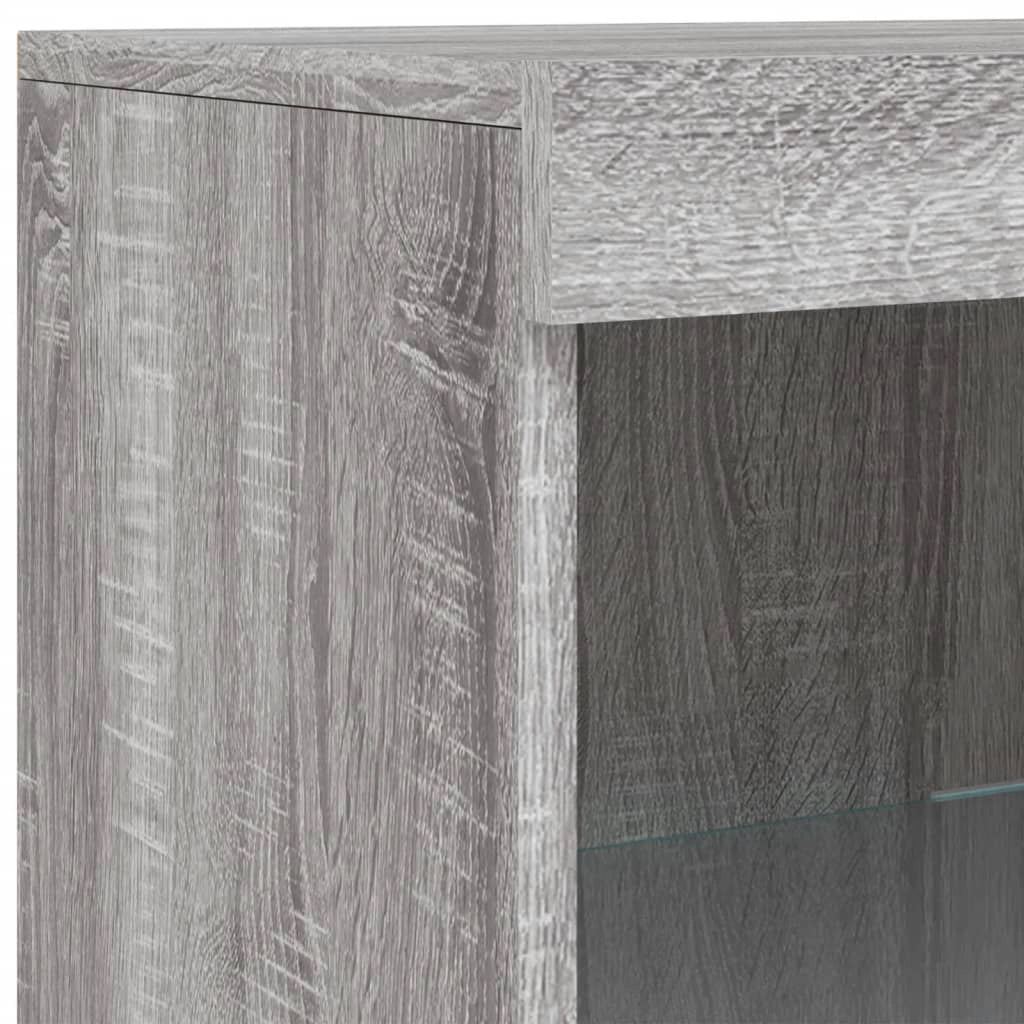 Buffet credenza cassettiera armadio mobile contenitore organizer per cucina soggiorno salotto con luci LED Sonoma 41 x 37 x 100 cm grigio 02_0030073