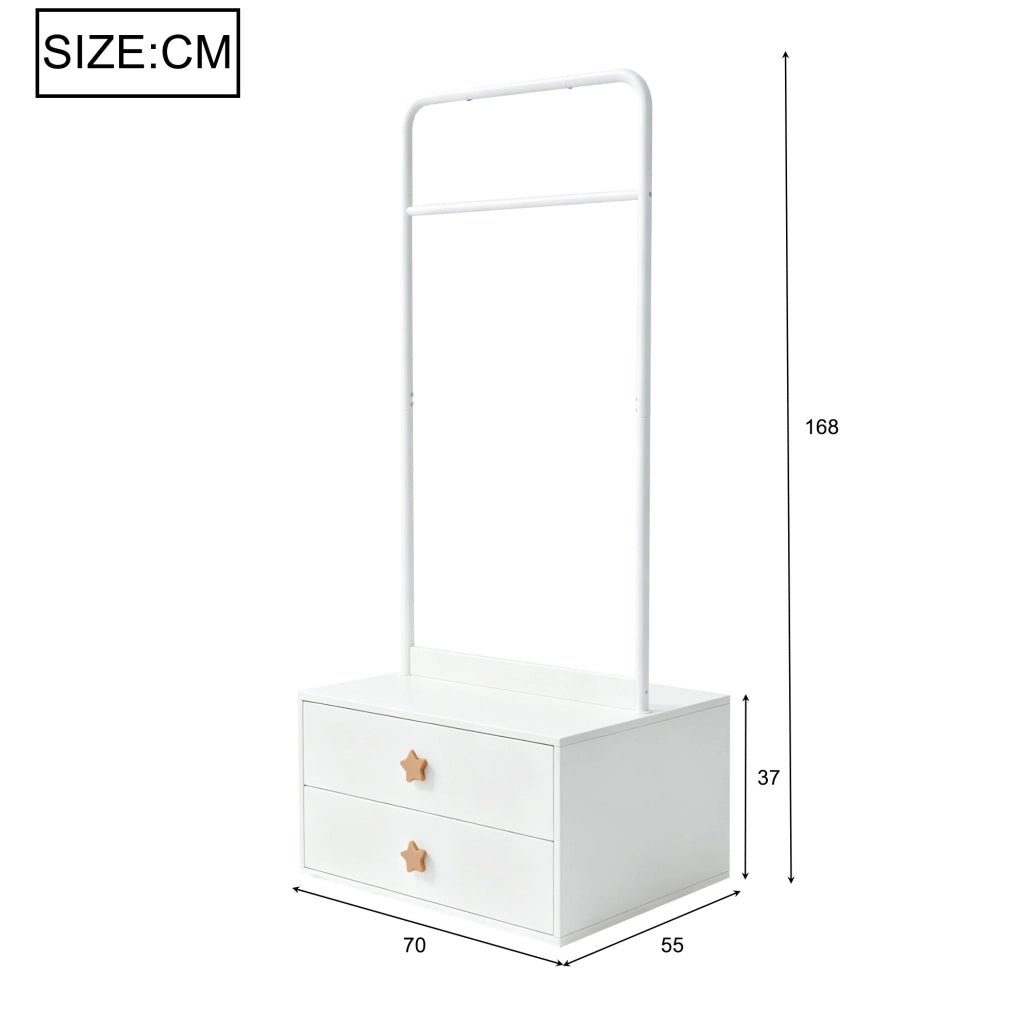Armadio guardaroba a 2 ante con asta appendiabiti e vano inferiore; 70x55x170 cm; bianco