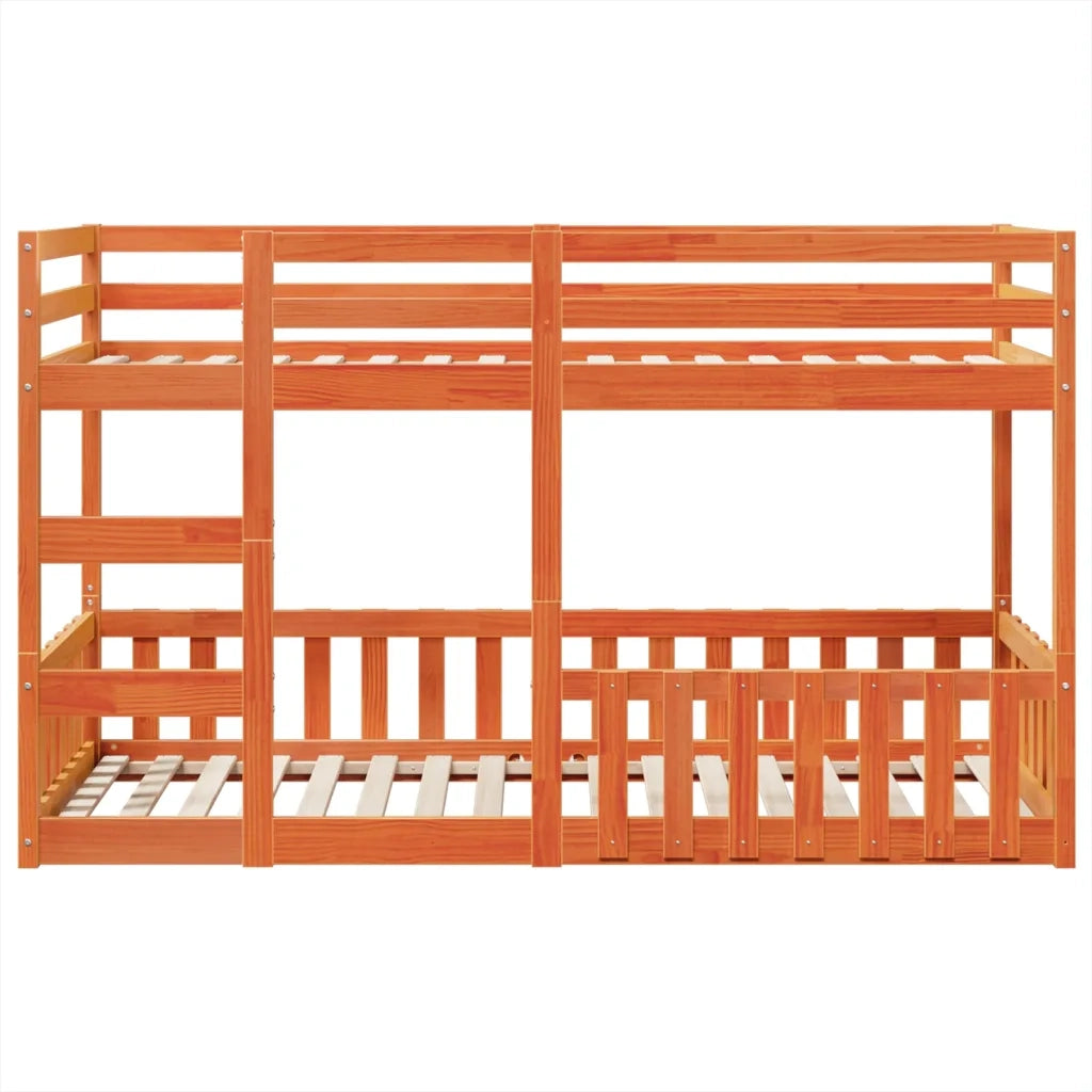 Letto a Castello Marrone Cera 80x200 cm in Legno di Pino