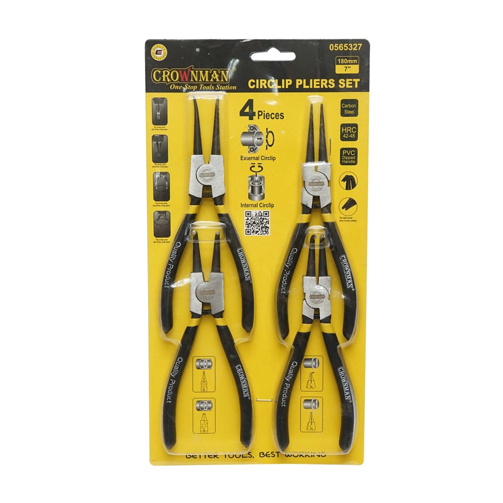 Set di pinze di sicurezza, tronchesi, punta curva, per interni/esterni, punta dritta, per interni/esterni 180 mm Crownman