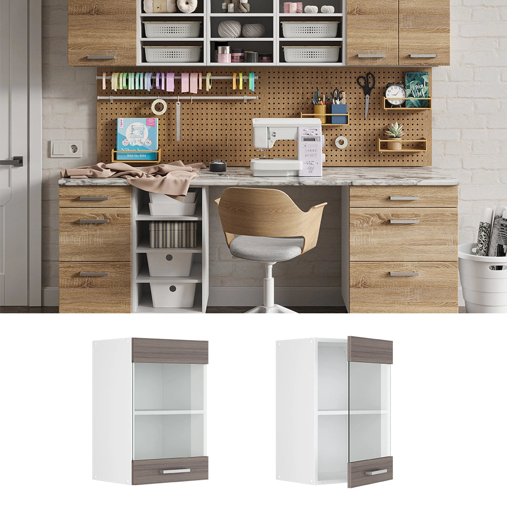 Vicco Pensile universale Grigio 40 cm con anta in vetro
