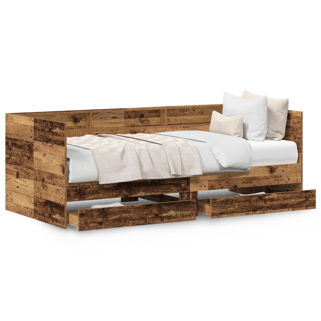 Letto Giorno con Cassetti Legno invecchiato Legno ingegnerizzato