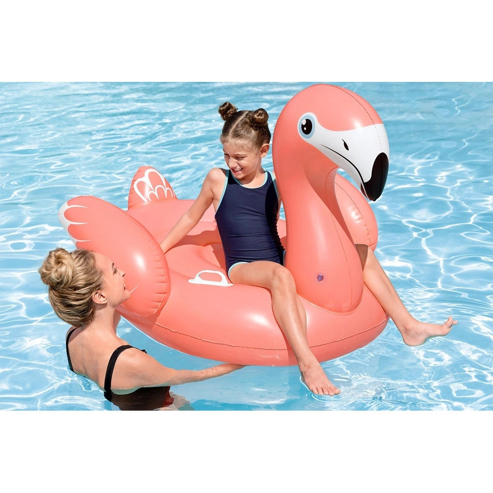 Trade Shop - Cavalcabile Gonfiabile Gioco Da Piscina A Forma Di Fenicottero 138x107cm 2 Maniglie 41525 -