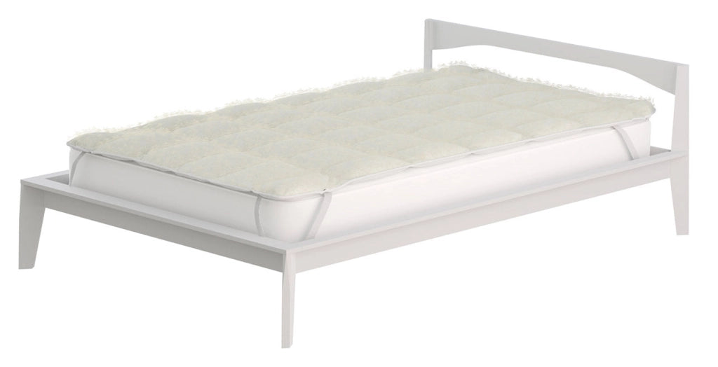 Topper Matrimoniale Trapuntato 300 gr/mq con Elastici Sherpa Bianco